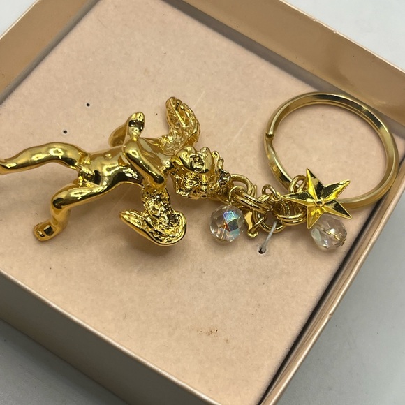 Kirk’s Folly gold tone Angel Cherub AB bead rhinestone keychain boxed - Picture 6 of 11